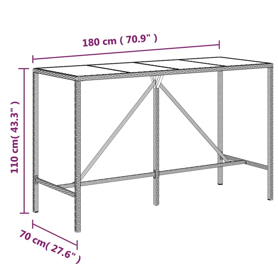 Ensemble de bar de jardin 9 pcs avec coussins marron poly rotin - 8