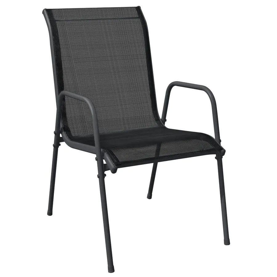 Ensemble à manger de jardin 5 pcs noir textilène et acier - 3