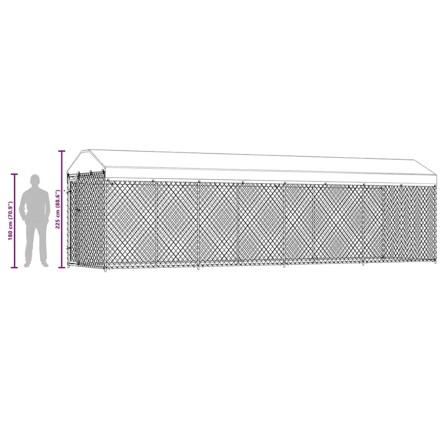 Chenil extérieur avec toit pour chiens 760x190x225 cm - 9