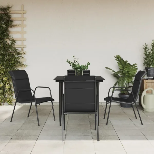 Ensemble à manger de jardin 5 pcs noir textilène et acier