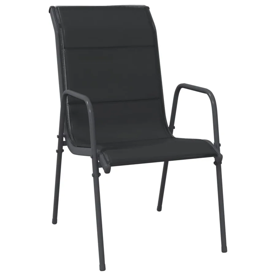 Ensemble à manger de jardin 9 pcs noir textilène et acier - 3