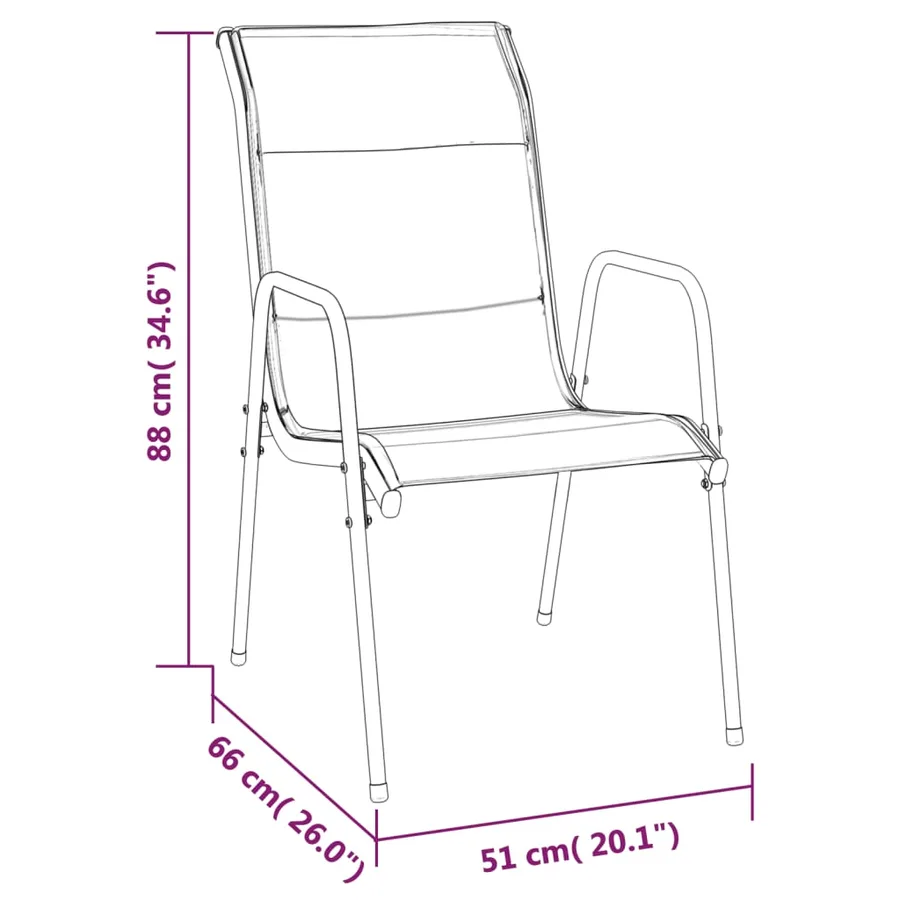 Ensemble à manger de jardin 9 pcs noir textilène et acier - 6