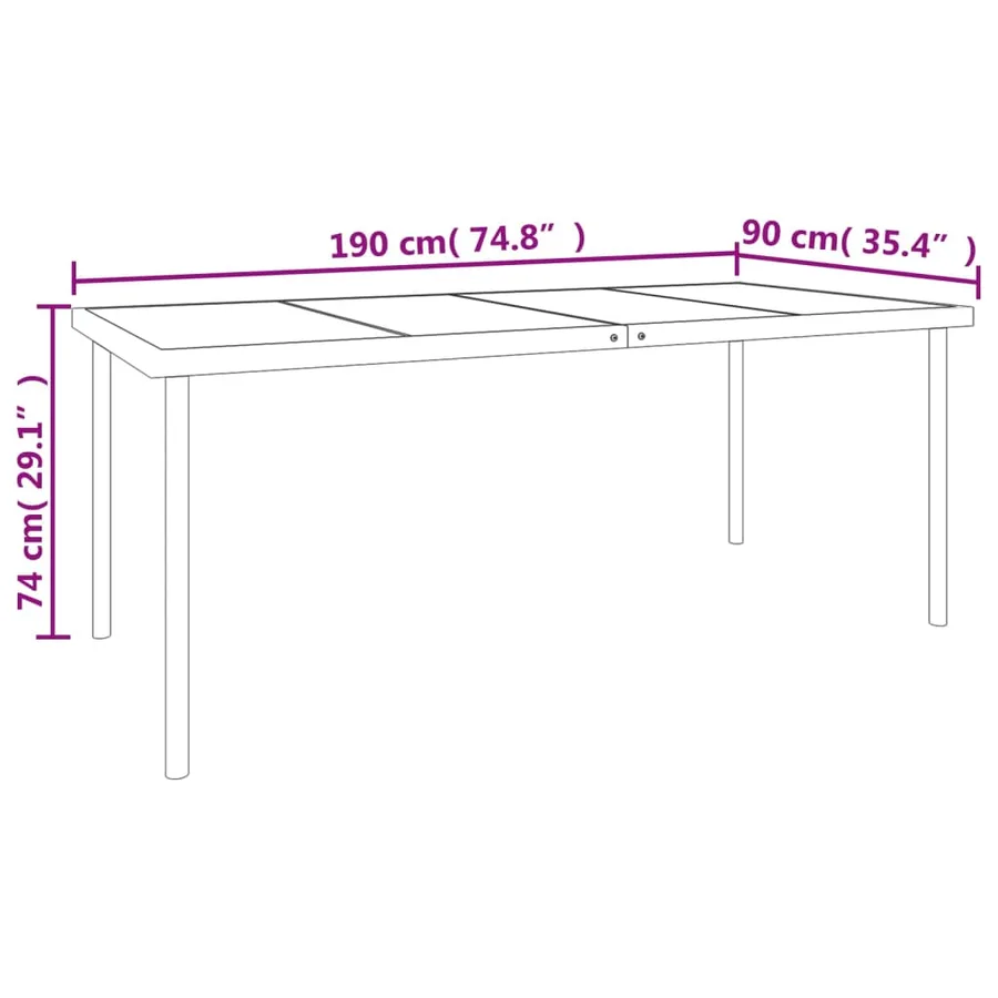 Ensemble à manger de jardin 9 pcs noir textilène et acier - 7