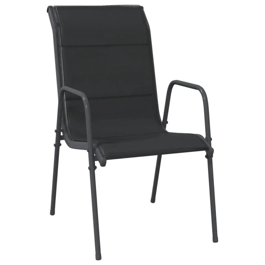 Ensemble à manger de jardin 9 pcs noir textilène et acier - 3