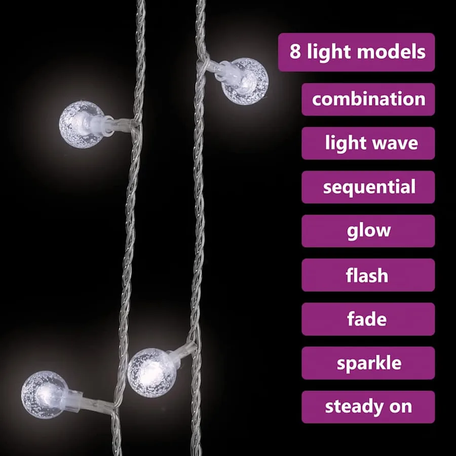 Guirlande lumineuse Globe 20 m 200 LED Blanc froid 8 fonctions - 5