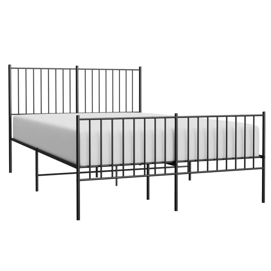 Cadre de lit métal sans matelas avec pied de lit noir 140x190cm - 4