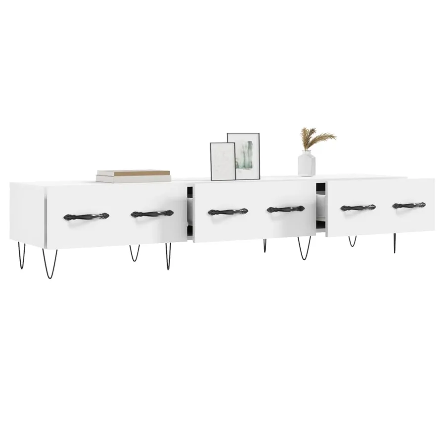 Meuble TV blanc 150x36x30 cm bois d'ingénierie - 4