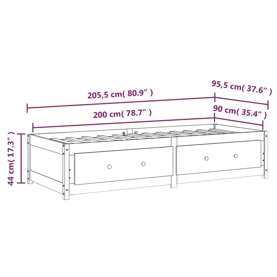 Lit de jour sans matelas blanc 90x200 cm bois de pin massif - 12