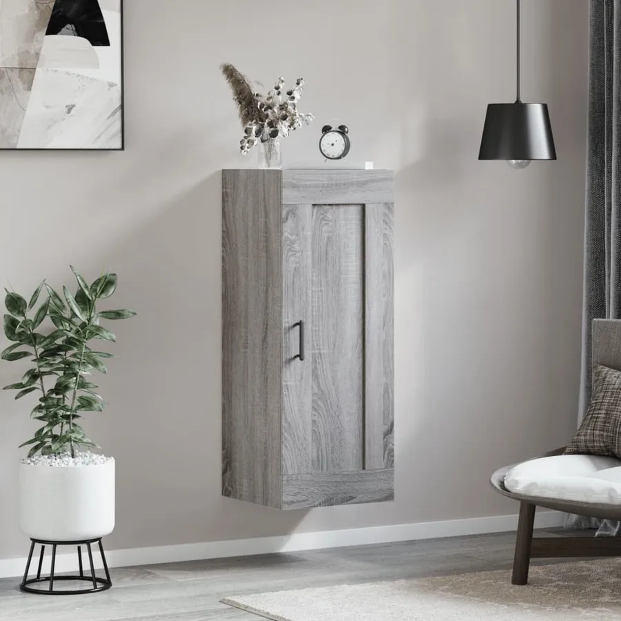 Armoire murale sonoma gris 34,5x34x90 cm bois d'ingénierie - 3