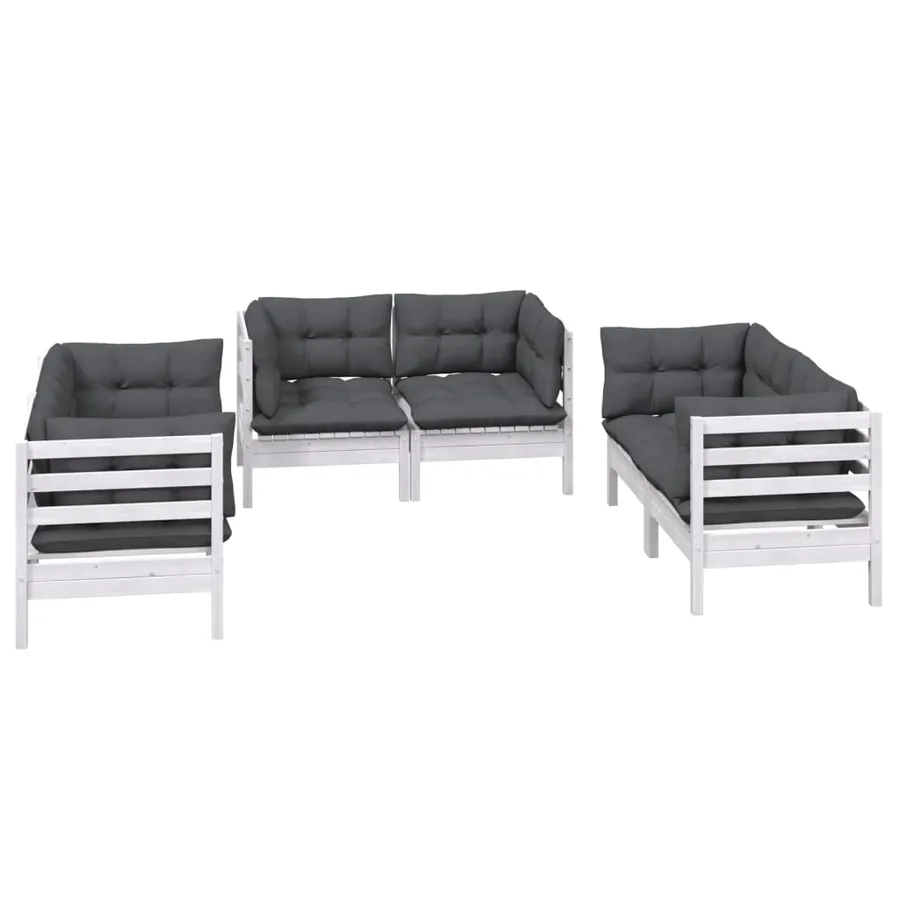 Salon de jardin 6 pcs avec coussins bois de pin massif - 3