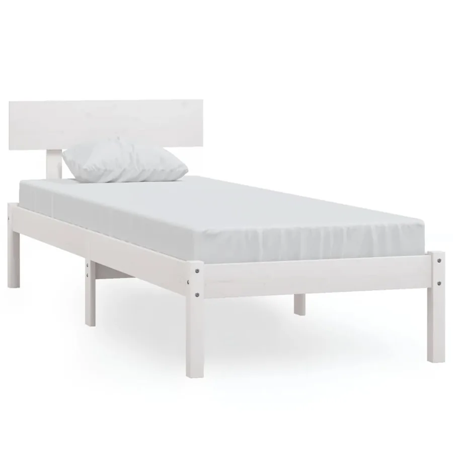 Cadre de lit sans matelas blanc bois massif 90x200 cm - 2
