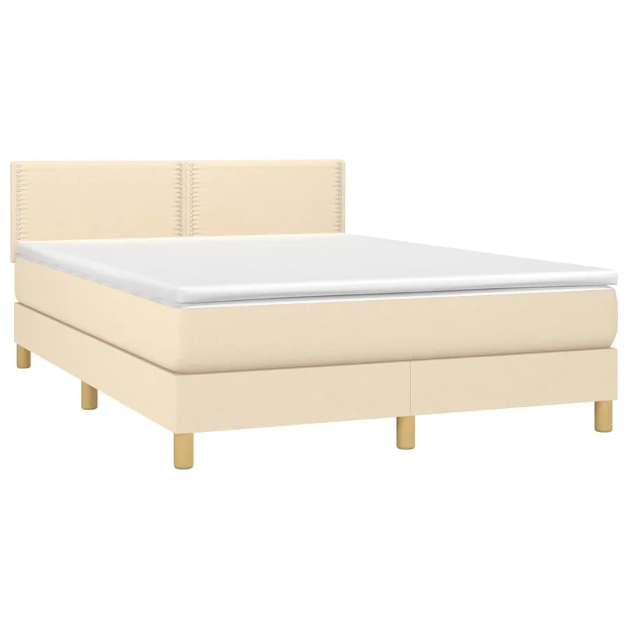Sommier à lattes de lit avec matelas Crème 140x190 cm Tissu - 3