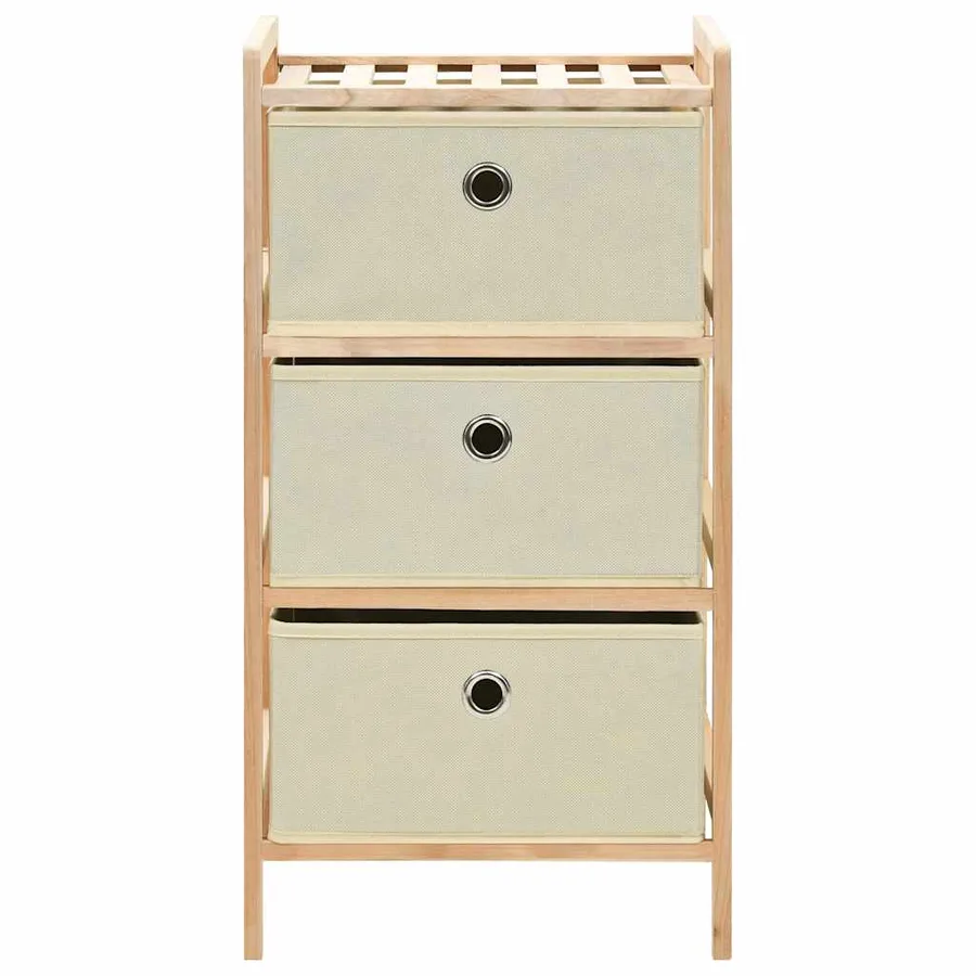 Étagère de rangement 3 paniers Tissu Bois de cèdre Beige - 2