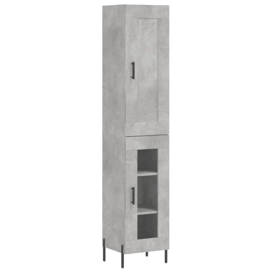 Buffet haut Gris béton 34,5x34x180 cm Bois d'ingénierie - 2