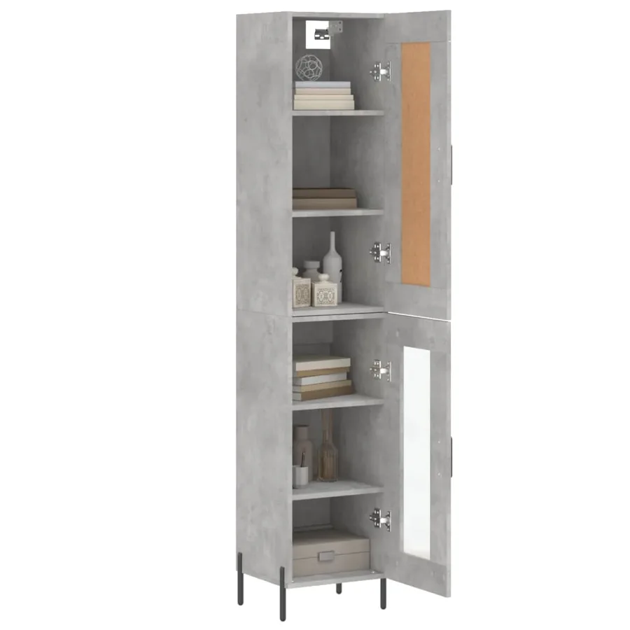 Buffet haut Gris béton 34,5x34x180 cm Bois d'ingénierie - 3