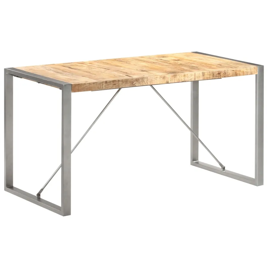 Table à manger 140x70x75 cm bois de manguier massif brut - 11