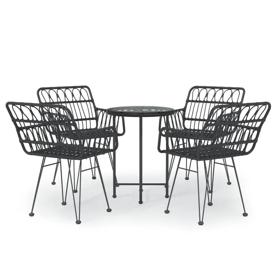 Ensemble à manger de jardin 5 pcs Noir Résine tressée - 2