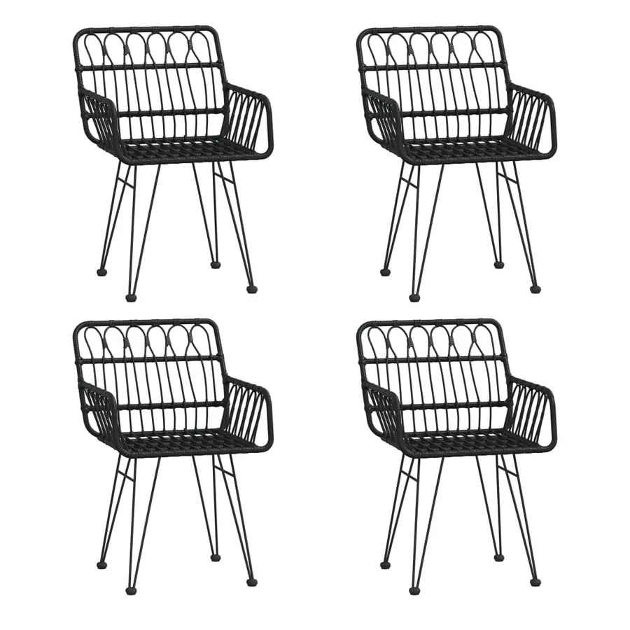 Ensemble à manger de jardin 5 pcs Noir Résine tressée - 4