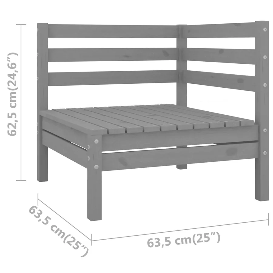 Salon de jardin 4 pcs Bois de pin massif Gris - 14