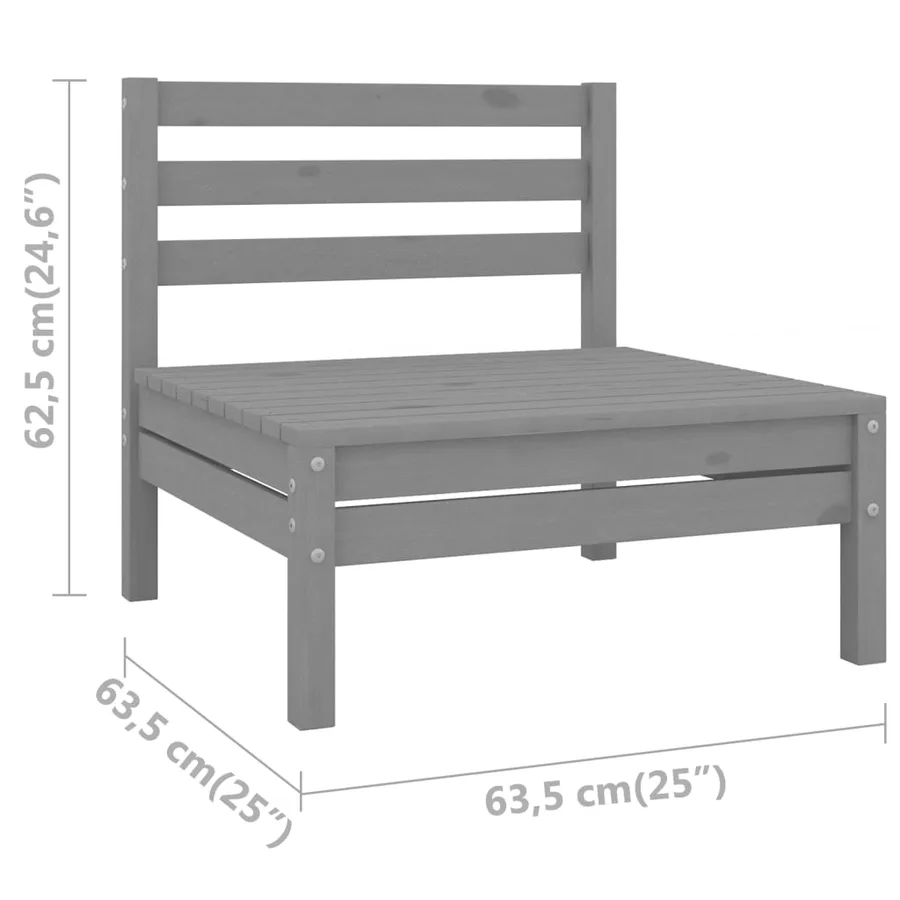 Salon de jardin 4 pcs Bois de pin massif Gris - 15