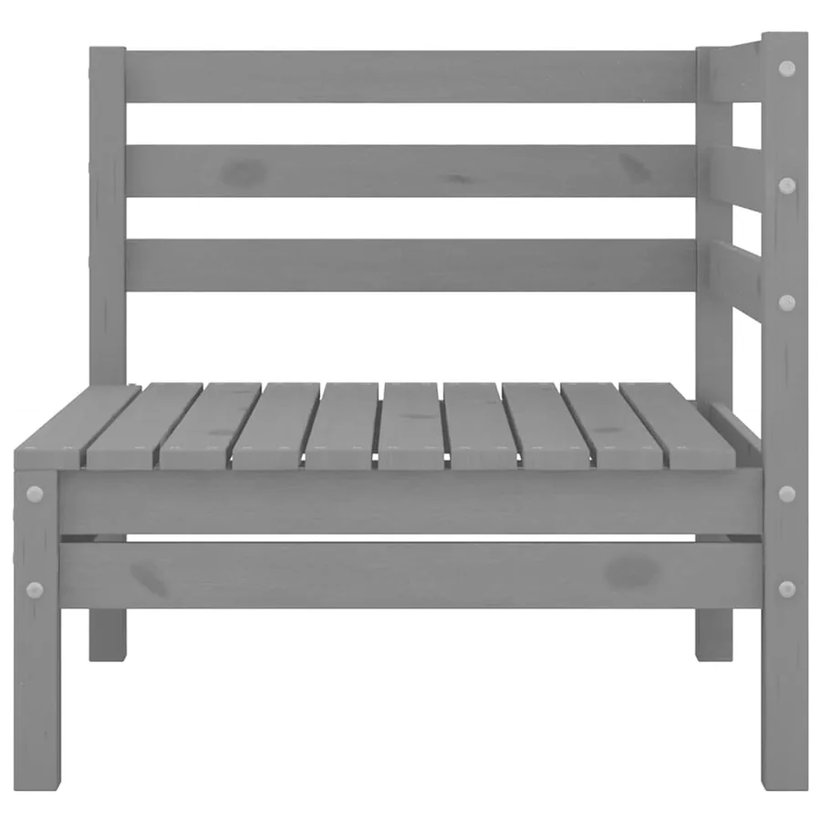 Salon de jardin 4 pcs Bois de pin massif Gris - 3