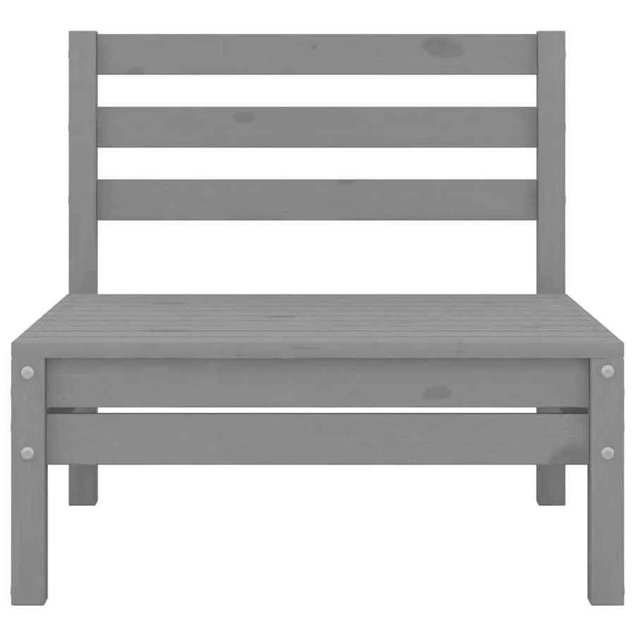 Salon de jardin 4 pcs Bois de pin massif Gris - 6