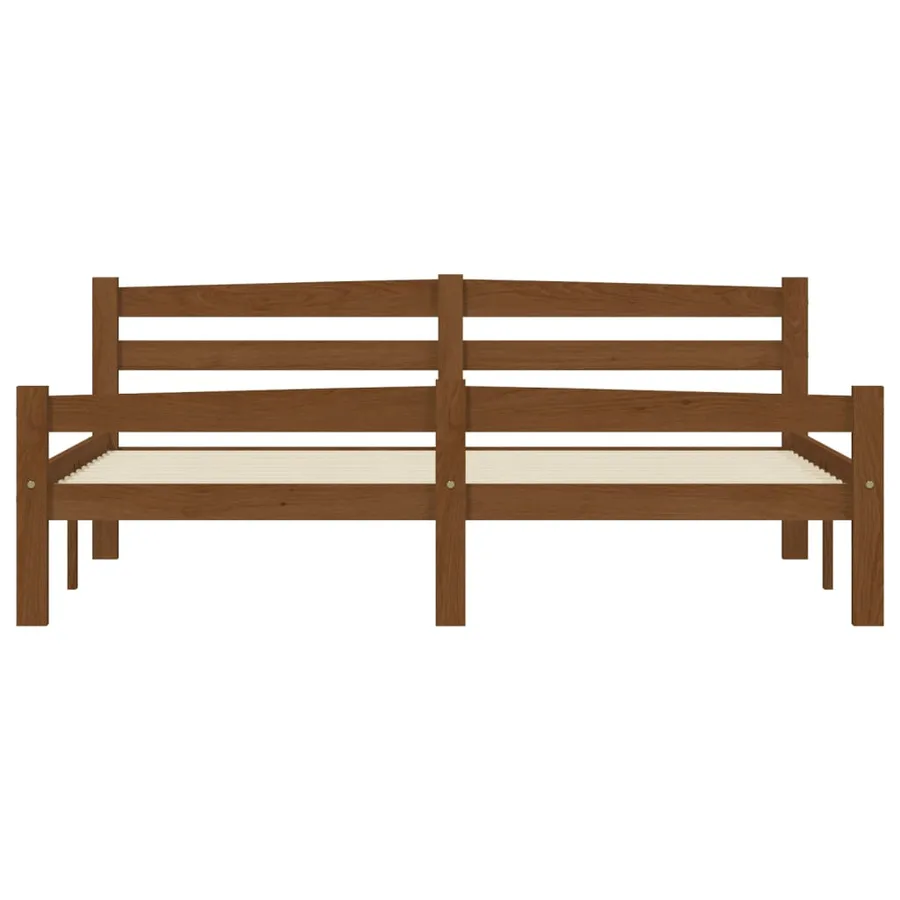 Cadre de lit sans matelas marron miel pin massif 160x200 cm - 4