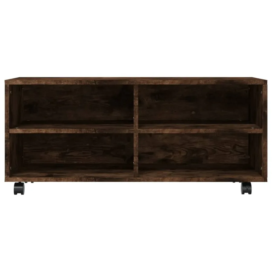 Meuble TV sur roulettes Chêne fumé 90x35x35cm Bois d'ingénierie - 4
