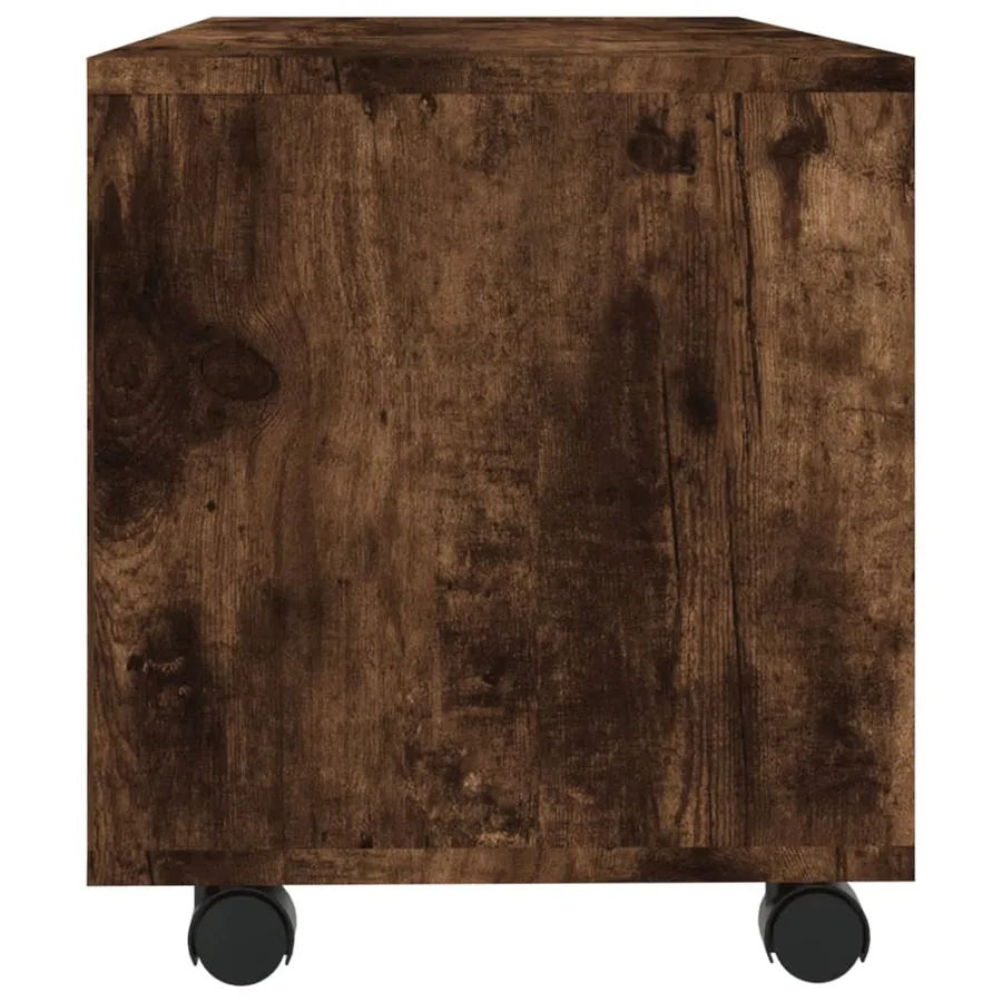 Meuble TV sur roulettes Chêne fumé 90x35x35cm Bois d'ingénierie - 5