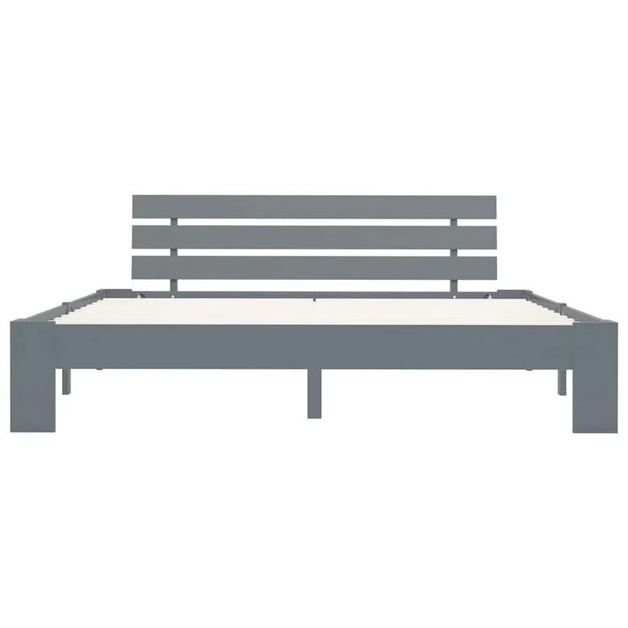 Cadre de lit sans matelas gris bois massif de pin 180x200 cm - 3