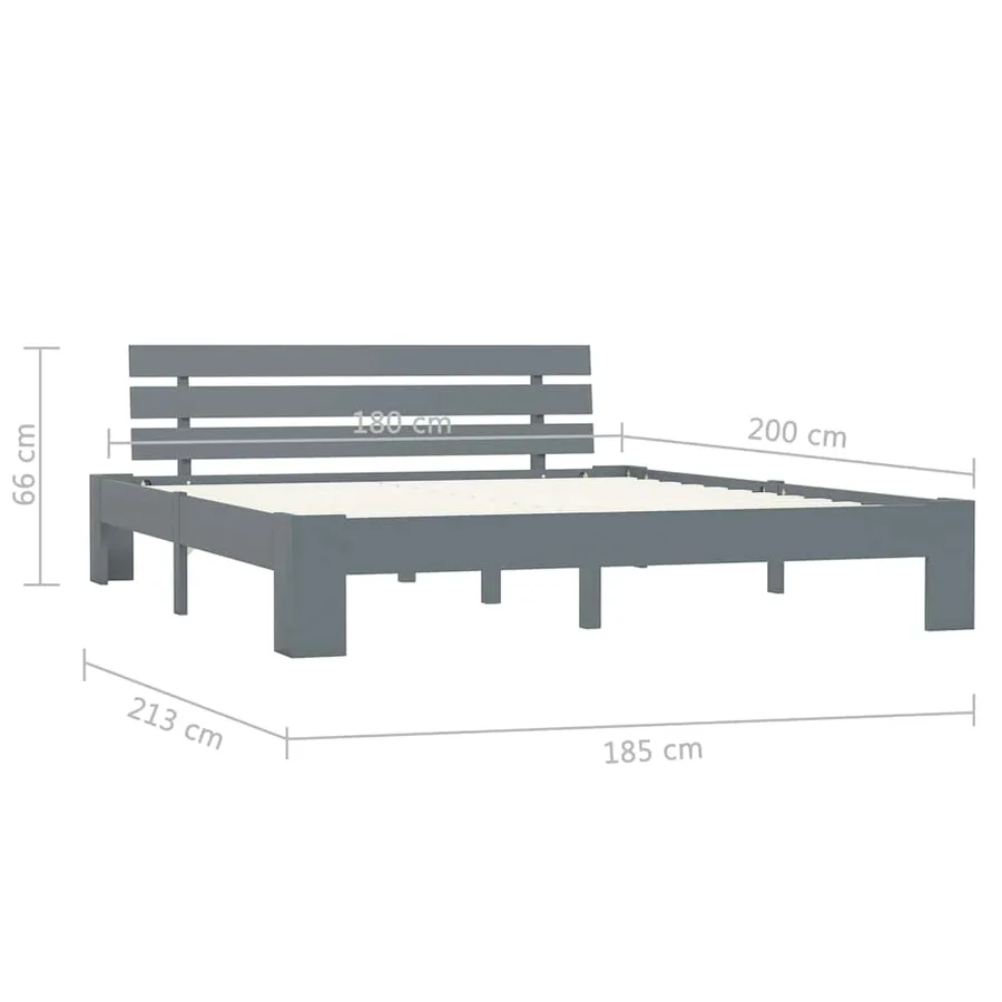 Cadre de lit sans matelas gris bois massif de pin 180x200 cm - 7