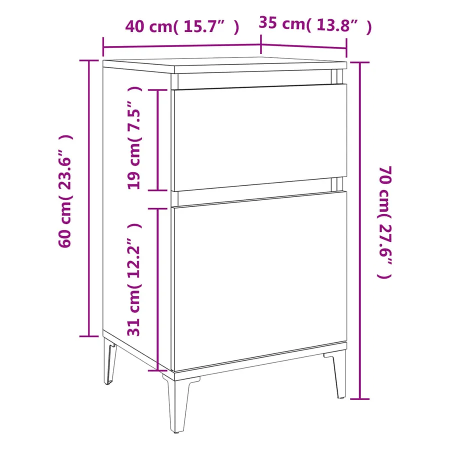Tables de chevet 2 pcs blanc 40x35x70 cm - 11