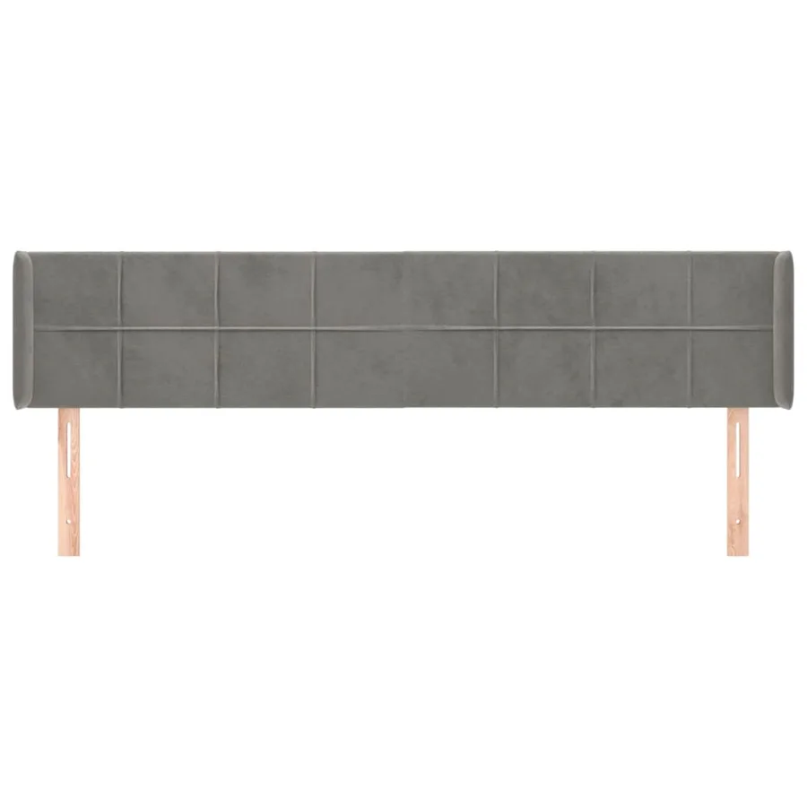 Tête de lit avec oreilles Gris clair 203x16x78/88 cm Velours - 3