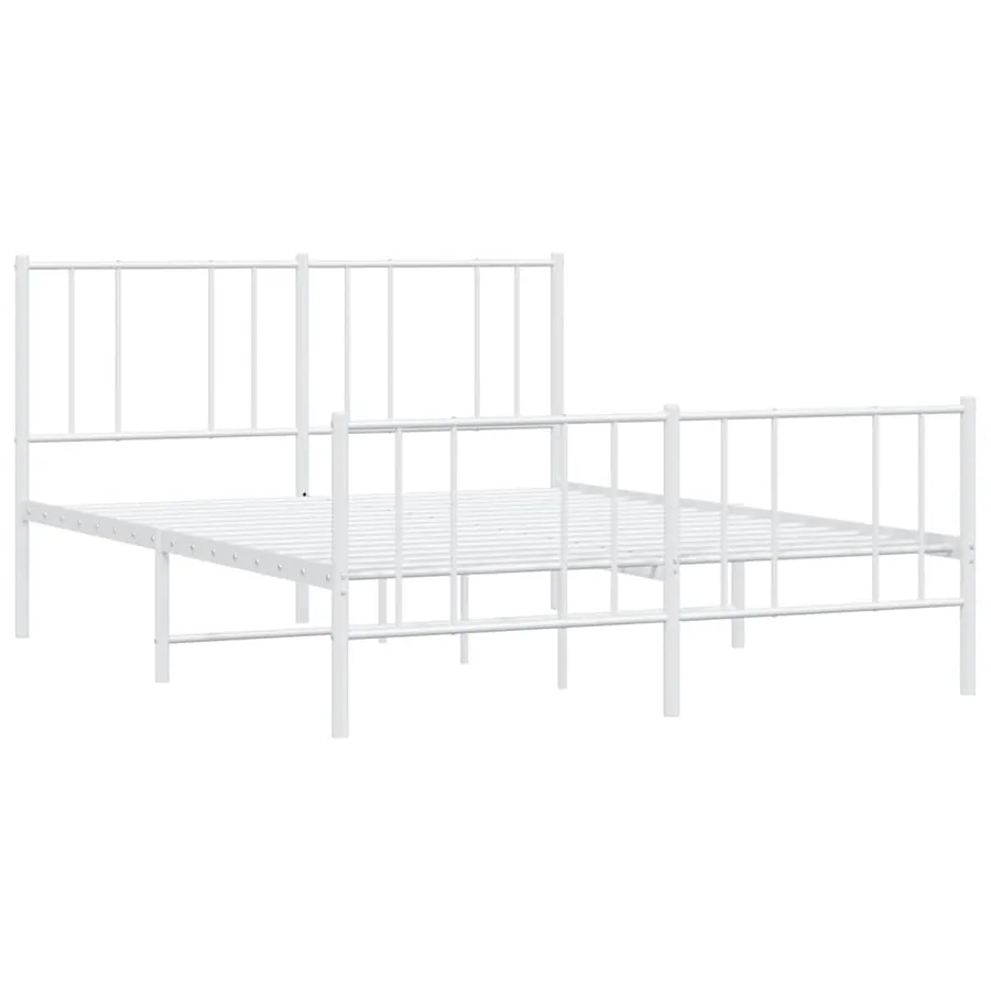Cadre de lit métal sans matelas et pied de lit blanc 135x190 cm - 4
