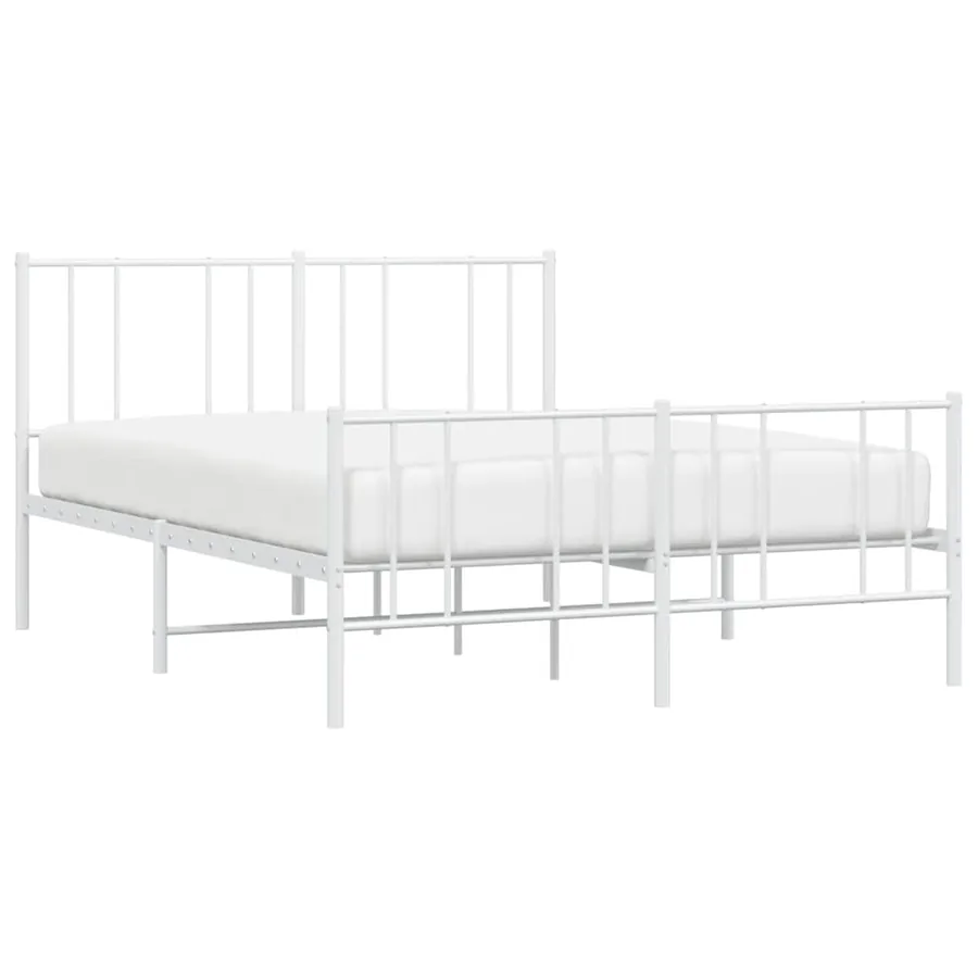 Cadre de lit métal sans matelas et pied de lit blanc 135x190 cm - 5