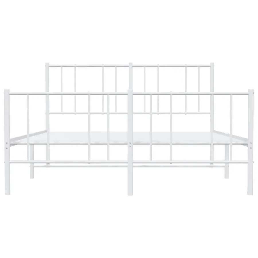 Cadre de lit métal sans matelas et pied de lit blanc 135x190 cm - 6