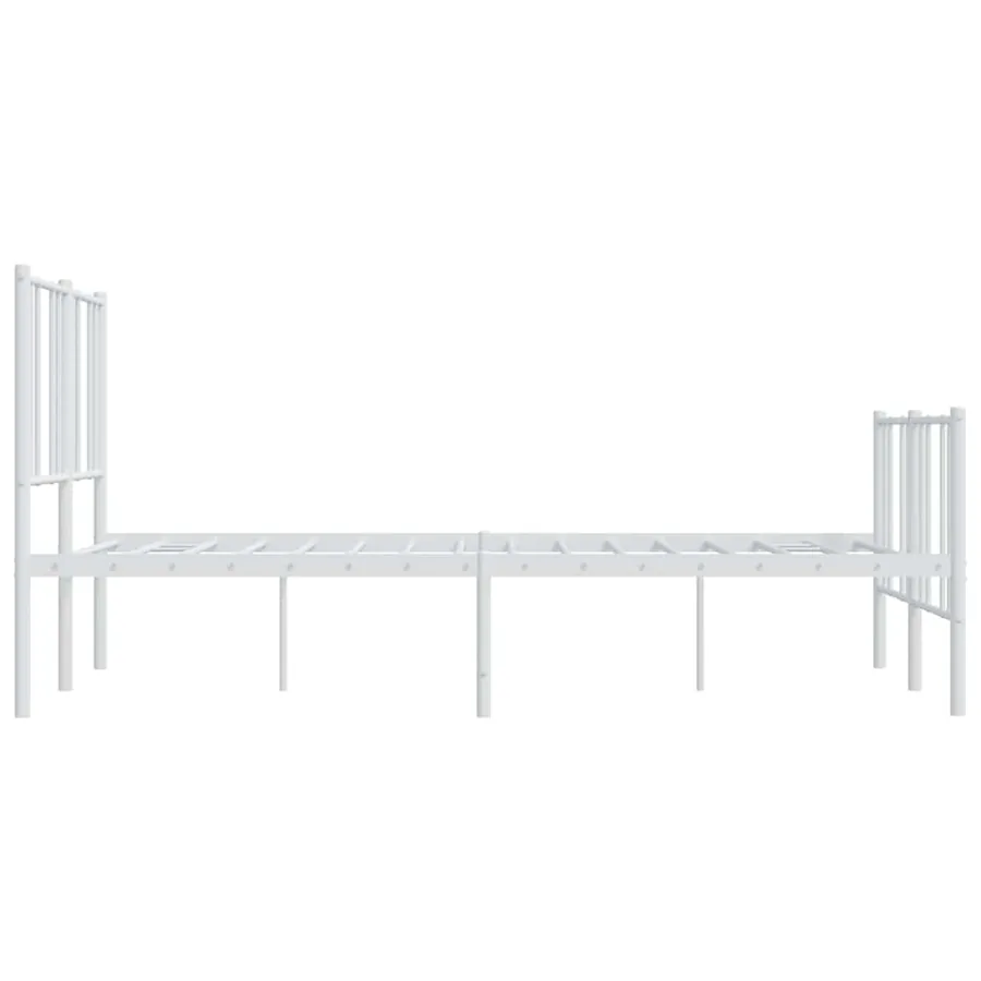 Cadre de lit métal sans matelas et pied de lit blanc 135x190 cm - 7