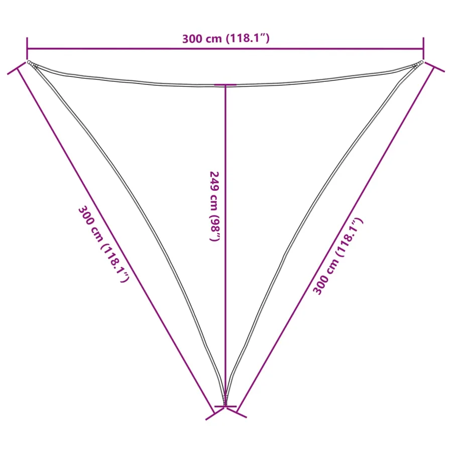 Voile de parasol tissu oxford triangulaire 3x3x3 m noir - 10