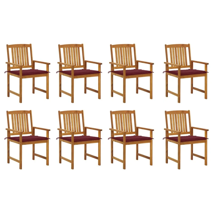 Chaises de jardin avec coussins lot de 8 Bois d'acacia solide