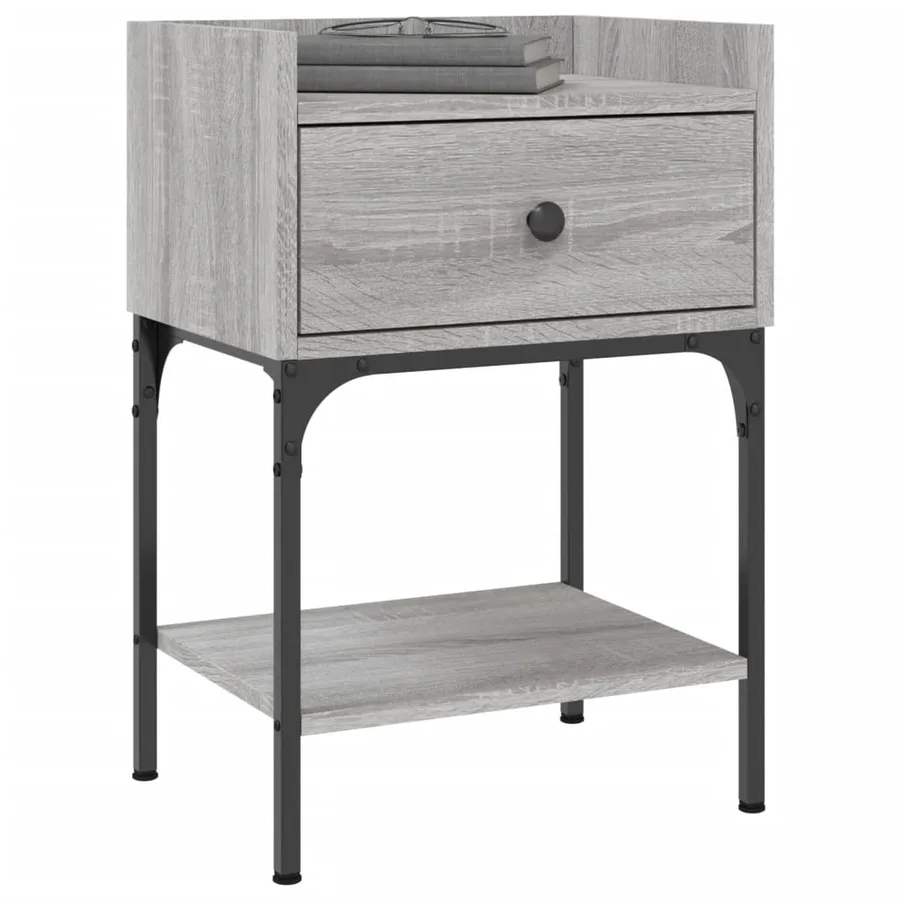 Table de chevet sonoma gris 40,5x31x60 cm bois d'ingénierie - 3