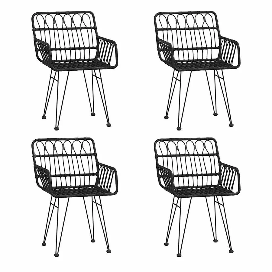 Ensemble à manger de jardin 5 pcs Noir Résine tressée - 4