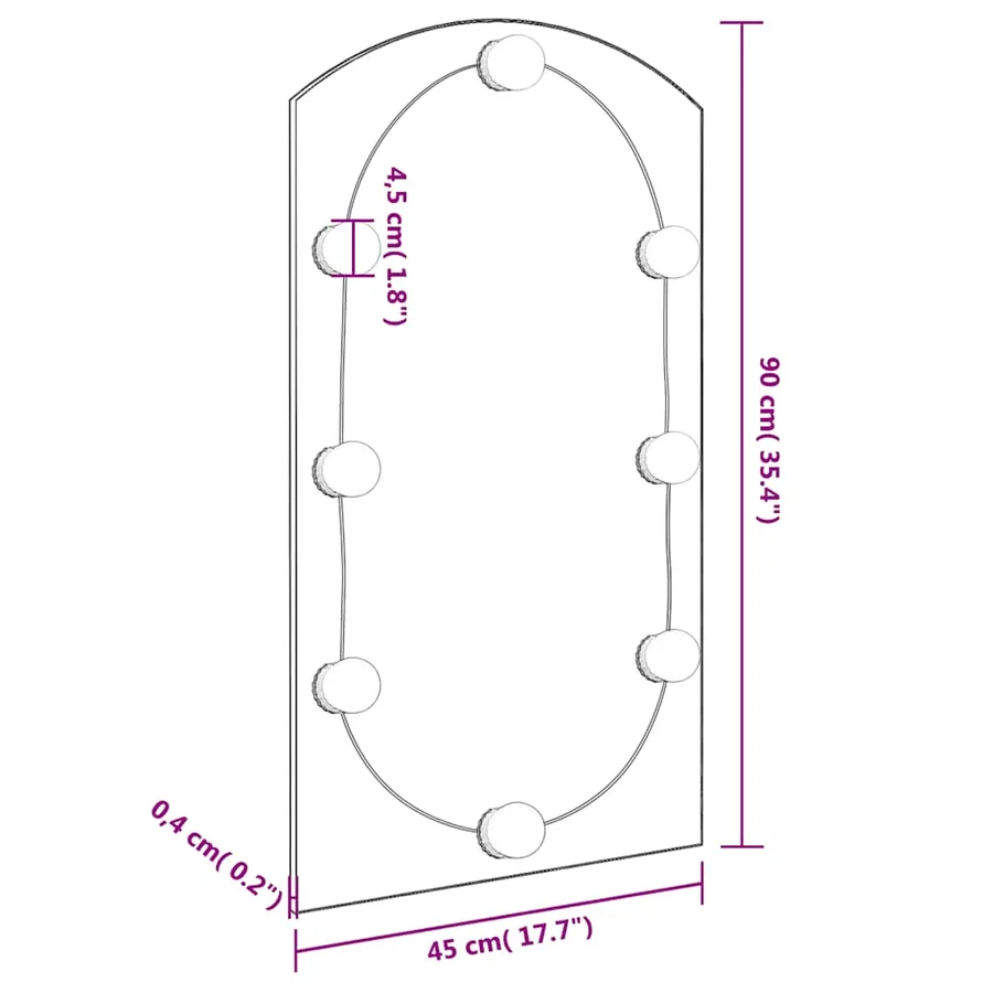 Miroir avec éclairage LED 90x45 cm Verre Arche - 13