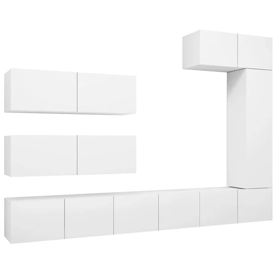 Ensemble de meubles TV 7 pcs Blanc Bois d'ingénierie - 2