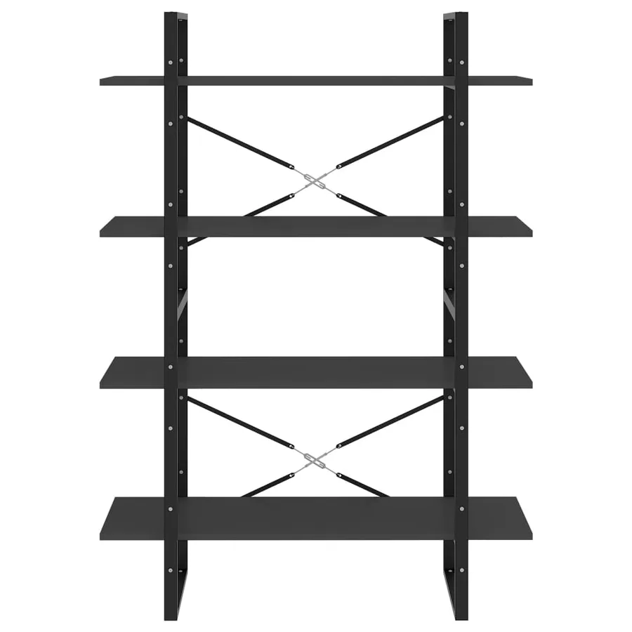 Bibliothèque à 4 niveaux gris 100x30x140 cm bois d'ingénierie - 5