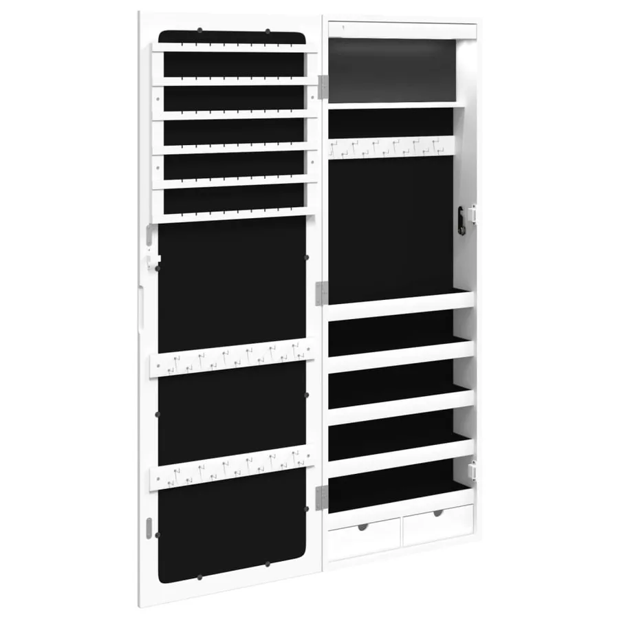 Armoire à bijoux avec miroir et éclairage LED mural blanc - 7