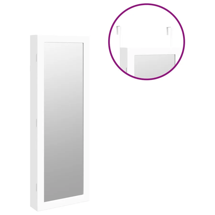 Armoire à bijoux avec miroir et éclairage LED mural blanc - 9
