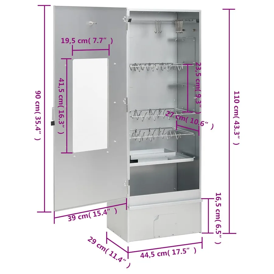 Fumoir pour four à barbecue avec copeaux de bois 44,5x29x110 cm - 13