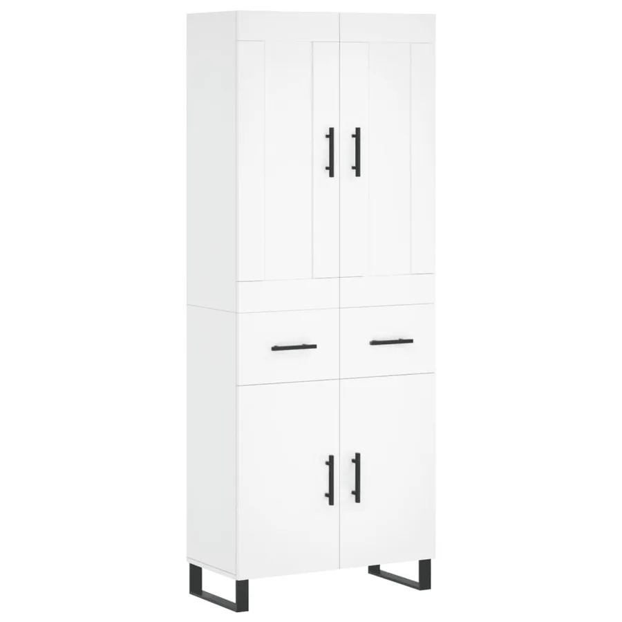 Buffet haut Blanc 69,5x34x180 cm Bois d'ingénierie - 2