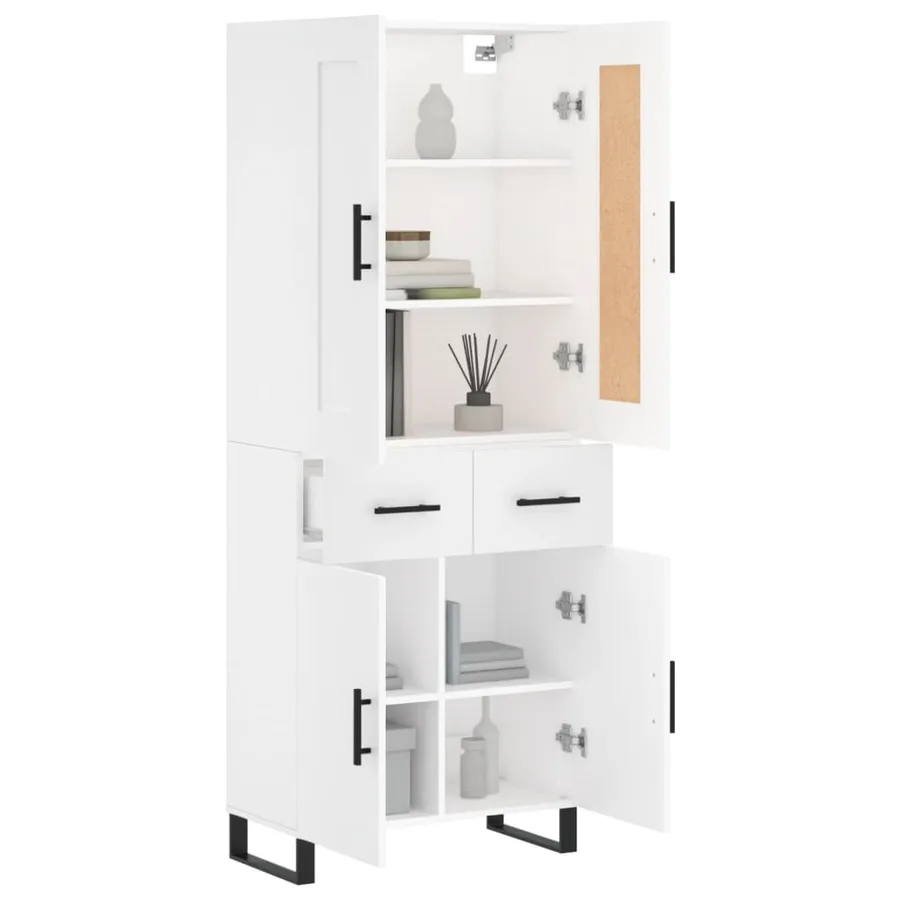 Buffet haut Blanc 69,5x34x180 cm Bois d'ingénierie - 3