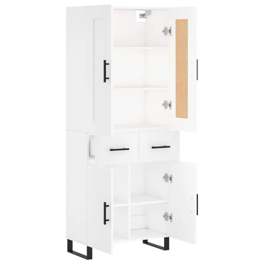 Buffet haut Blanc 69,5x34x180 cm Bois d'ingénierie - 4